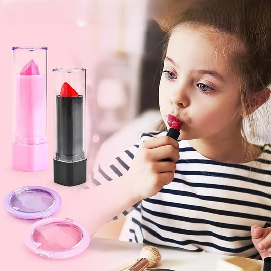 Trusa de Machiaj pentru Fetite, Model Sirena, Include Farduri, 2 Lacuri de Unghii, Pensule, Perie cu Oglinda, 2 Rujuri, Culori Solubile in Apa, Indiggo®, 5ani+, Pink Chic