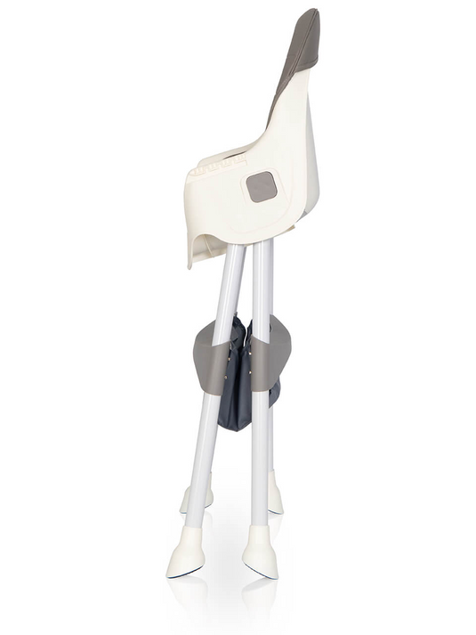 Scaun de Masa Pliabil 4 in 1 KinderVibe™ 6 Luni +, Multifunctional si Stabil, Tavita si Husa Detasabile si Lavabile, Roti, Centura de Siguranta 5 Puncte, Ajustabil pe Inaltime, Balansoar, Cos de Depozitare, Dove Grey