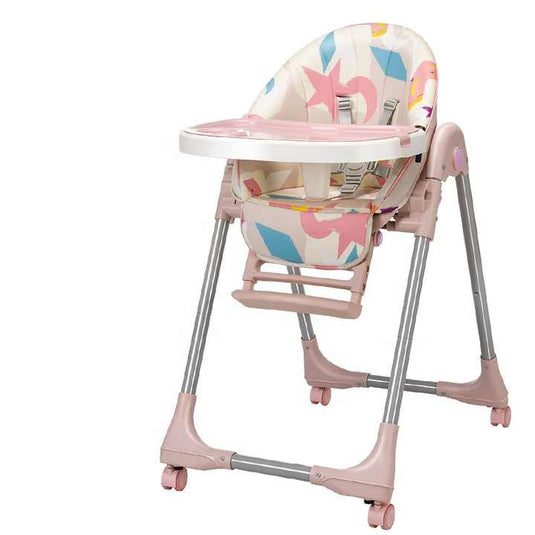 Scaun de Masa Pliabil 5 in 1 KinderVIBE®, 6 Luni +, 5 Pozitii inclinare Spatar, Stabil, Centura de Siguranta cu Reglaj in 5 Puncte, Ajustabil pe Inaltime, Tavita Reglabila si Detasabila, Rezistent la Murdarie, Picioare Antiderapante, Roti, Grenadine