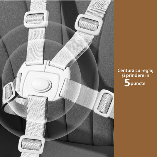 Scaun de Masa Pliabil cu Spatar reglabil KinderVIBE®, 6 Luni +, Multifunctional si Stabil, Tavita si Husa Detasabile si Lavabile, Centura de Siguranta 5 Puncte, Ajustabil pe Inaltime, Balansoar, Cos de Depozitare, Roz maces