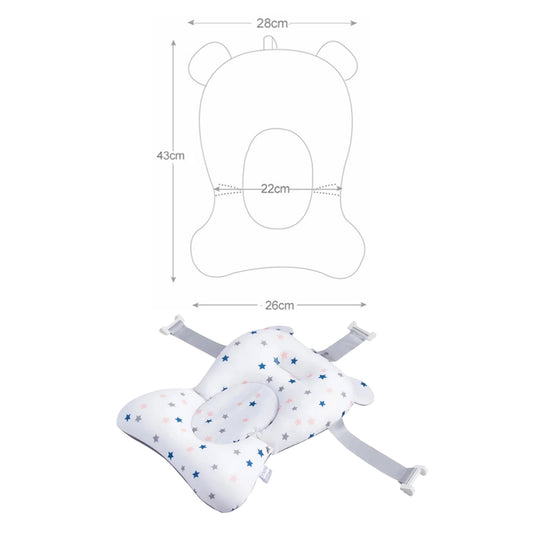 Cadita bebelusi pliabila cu pernuta UniqViBE®, termometru incorporat, cana pentru clatire tip jucarie, suport cap de dus si pentru sapun, cu perna din material hipoalergenic, lavabil cu uscare rapida, picioare antiderapante, design Ergonomic, Blue Royal