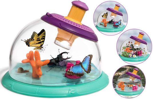 Kit de Explorare si Observator Sience KID, Insecte, Pesti, Plante, Incurajeaza Explorarea Naturii, Jucarie STEAM, Promoveaza Invatarea Practica, Cu Telescop 5x, Kit Stintific pentru interior si exteriror, Purple