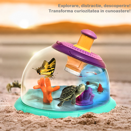 Kit de Explorare si Observator Sience KID, Insecte, Pesti, Plante, Incurajeaza Explorarea Naturii, Jucarie STEAM, Promoveaza Invatarea Practica, Cu Telescop 5x, Kit Stintific pentru interior si exteriror, Purple