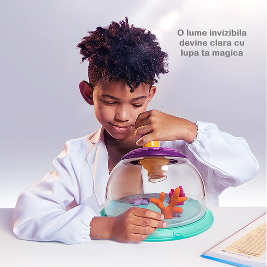 Kit de Explorare si Observator Sience KID, Insecte, Pesti, Plante, Incurajeaza Explorarea Naturii, Jucarie STEAM, Promoveaza Invatarea Practica, Cu Telescop 5x, Kit Stintific pentru interior si exteriror, Purple