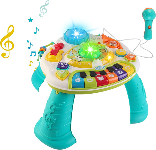 Masuta Interactiva 2in1, Kids Melody, Multifunctionala, cu Activitati tip Busy Board, Functie Bluetooth, Ajustare Volum, Include Microfon, cu Numeroase Sunete si Melodii, Butoane Luminoase, Indiggo@