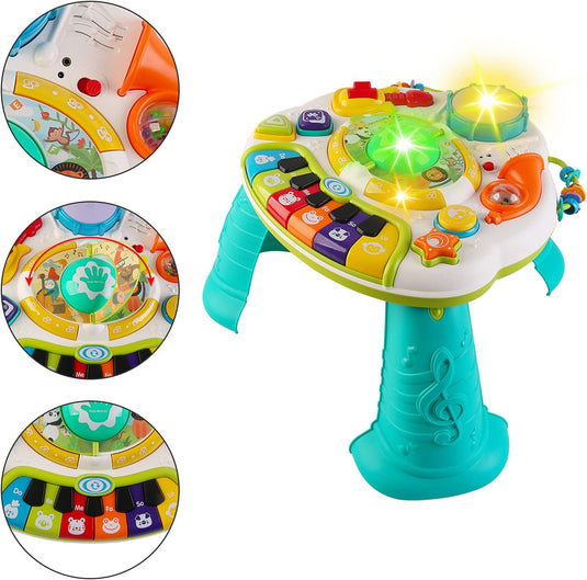Masuta Interactiva 2in1, Kids Melody, Multifunctionala, cu Activitati tip Busy Board, Functie Bluetooth, Ajustare Volum, Include Microfon, cu Numeroase Sunete si Melodii, Butoane Luminoase, Indiggo@