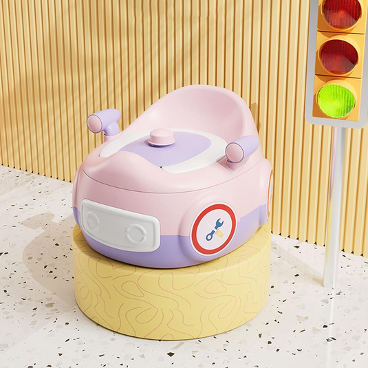 Olita Multifunctionala 3in1 HappyClean Indiggo® cu Perna Moale, Inaltator/Reductor Toaleta, Recipient Colector Detasabil, Manere Siguranta, Fara Miros, Anti-Stropire/Anti-Alunecare, Spatar Ergonomic, Capac, Confortabil, Curatare Usoara, Violet/Pink