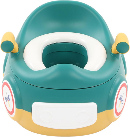 Olita Multifunctionala 3in1 HappyClean Indiggo® cu Perna Moale, Inaltator/Reductor Toaleta, Recipient Colector Detasabil, Manere Siguranta, Fara Miros, Anti-Stropire/Anti-Alunecare, Spatar Ergonomic, Capac, Confortabil, Curatare Usoara, Green/Yellow