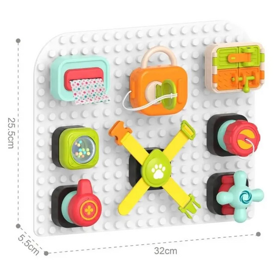 Plansa de Constructie Tip Montessori CreativeBoard Indiggo® Placa cu Activitati Educationale, Compatibil Jucarii LEGO, Masinuta, Asamblare Nelimitata, Alb/Rosu