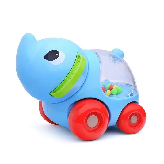 Set Covoras de Joaca cu 4 Masini BabyZoo Indiggo® Animalute Scooter Colorate, Hipopotam/Leu/Elefant/Maimuta cu Bilute Zornaitoare, Geanta Depozitare, Multicolor