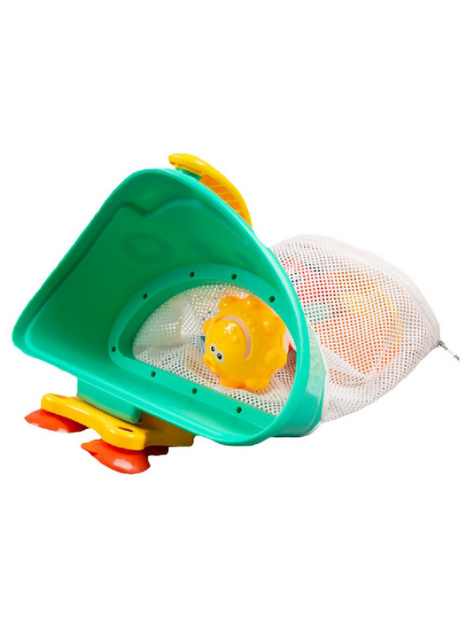 Set Jucarii de Baie pentru Copii si Bebelusi HappyShower Indiggo®, 7 Animalute Marine, Cos de Uscare si Depozitare cu Fermoar pentru Acces Usor si 3 Ventuze pentru Prindere, Fixare Perete sau Cada, Multicolor