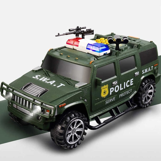 Pusculita inteligenta tip masina blindata pentru copii SMART SWAT, Cu sunete si lumina, Deschidere cu parola si recunoastere a amprentelor digitale, Plastic, Verde