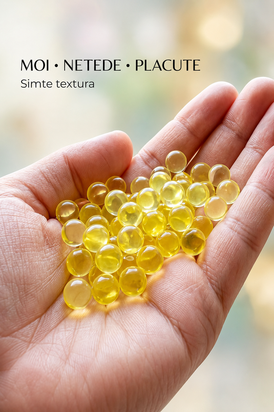 Bile Decorative din Hidrogel - Water Bomb Yellow - 50 000 de Bilute Biodegradabile, Expandabile in Apa, 7-8 mm, 250 gr, Potrivite pentru Decorarea Vazelor si a Bolurilor de Sticla