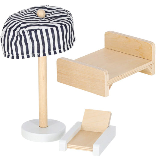 Casuta de Papusi din Lemn de Calitate, FantasyVilla Indiggo®, 3 Niveluri, 4 Camere, Terasa si Scara Interioara, Instalatie LED, 17 Piese de Mobilier, Pian inclus, Baie complet utilata, Inaltime 78cm, Dusty Pink