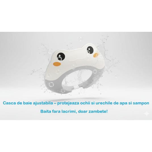 Set Complet de Baie 7in1 SplashUP® Cadita Termica Pliabila pentru Bebelusi cu Suport, Hamac, Termometru Digital Incorporat, Galetusa, Cana, Casca, Suport Cap de Dus, Orificiu Scurgere, Antiderapant, Grey Lagoon