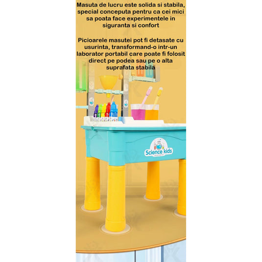 Set Stiintific pentru Copii ScienceKids™ 170 Experimente, Masuta Laborator Interactiva, STEM, Accesorii Educative, Ochelari de Protectie, Suport Smartphone, Invatare Practica, Dezvoltare si Creativitate