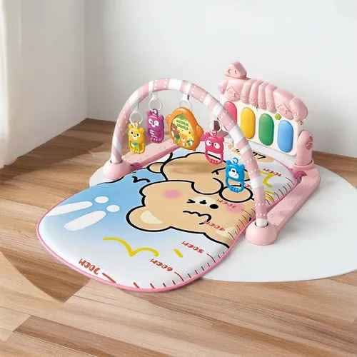 Salteluta si Centru de Activitati BambinoGym™ Pian Multifunctional, Muzica si Lumini, Arcada cu Jucarii, Perna Moale si Lavabila, Elemente Detasabile, Pink