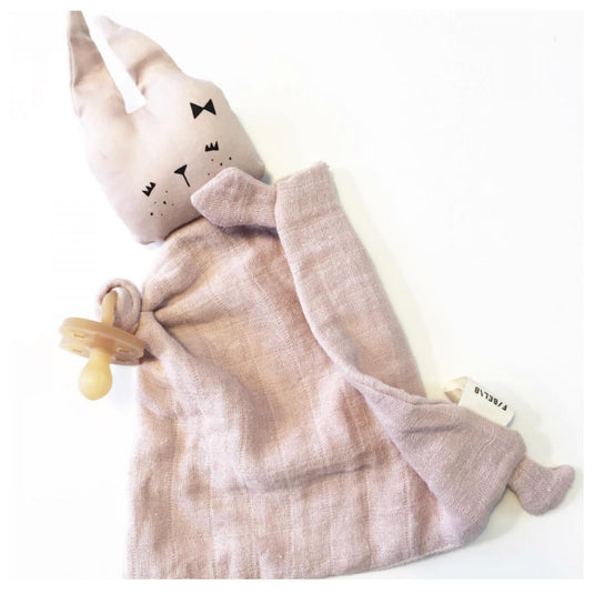 Papusa pentru bebelusi Fabelab- Bunny Mauve - 100% bumbac organic, umplutura moale