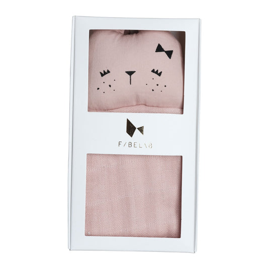 Papusa pentru bebelusi Fabelab- Bunny Mauve - 100% bumbac organic, umplutura moale