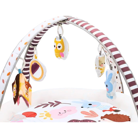 Covoras de Joaca 3in1 BabySavanna™ Salteluta Muzicala si Centru de Activitati cu Lumini, 5 Jucarii Senzoriale Detasabile, Melodii, Control Volum, Oglinda Auto-Descoperire, Plus Moale Izolare Termica, Arcada Reglabila, Multifunctional, Pink