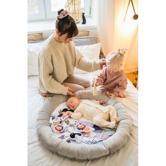 Covoras de Joaca 3in1 BabySavanna™ Salteluta Muzicala si Centru de Activitati cu Lumini, 5 Jucarii Senzoriale Detasabile, Melodii, Control Volum, Oglinda Auto-Descoperire, Plus Moale Izolare Termica, Arcada Reglabila, Multifunctional, Pink