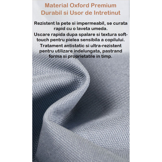 Bariera Protectie Pat 200 Cm SafeSleep™ Pliabila 180° EasyFlip, Bara Suplimentara FlexiMax NO Gap Design, Plasa Oxford Soft-Touch Ventilatie 360°, Instalare Fara Gauri, Potrivire Universala, Structura Ranforsata si Baza Anti-Rasturnare, Soft