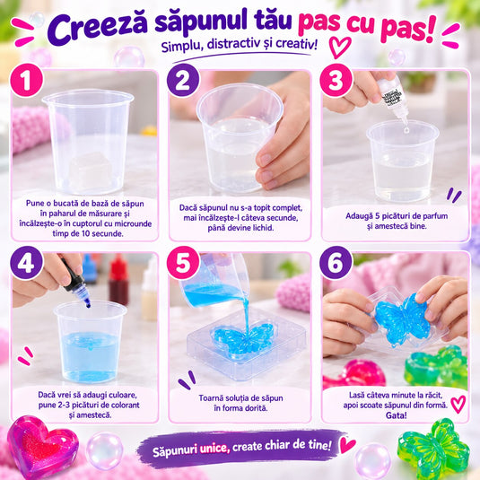 Kit Creativ STEM pentru Fabricarea Sapunurilor, indiggo, 2 Forme, Aroma de Lamaie, 8+ Ani