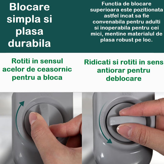Poarta de Siguranta Retractabila si Extensibila 140 Cm FlexiBlock® Design RANFORSAT, Mecanism Dublu Blocare, Material Plasa Anti-Shock, Protectie Copii/Animale de Companie, Universal, Usi/Scari/Holuri, Interior/Exterior, Instalare Usoara, White Opal