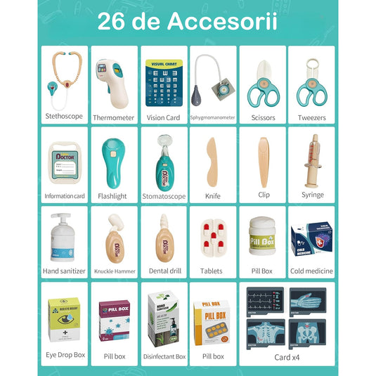 Set doctor cu 26 de piese și cărucior