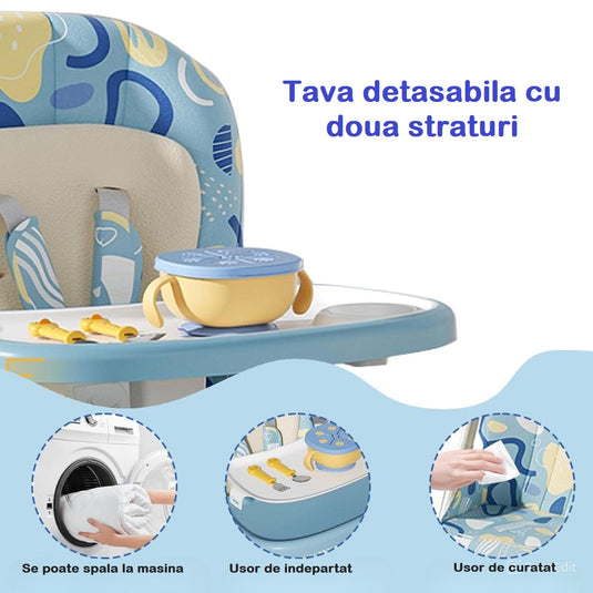 Scaun de masă pliabil albastru KinderVibe