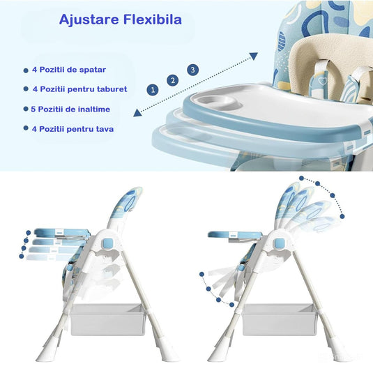 Scaun de masă pliabil albastru KinderVibe