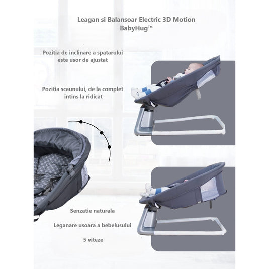 Balansoar electric gri 3D Motion BabyHug
