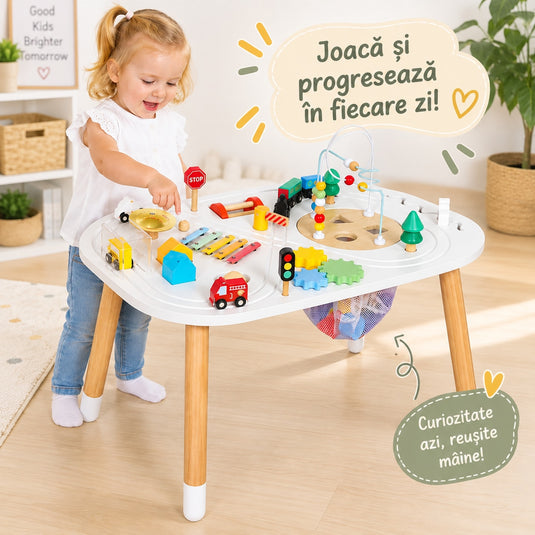 Măsuță senzorială 10 în 1 multicoloră