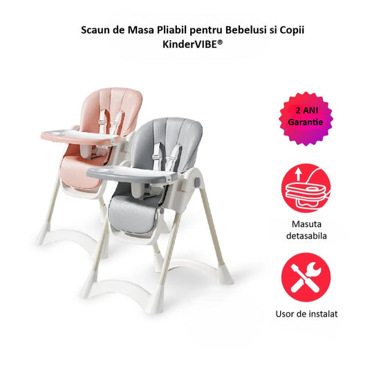 Scaun de masă pliabil roz melanj KinderVibe