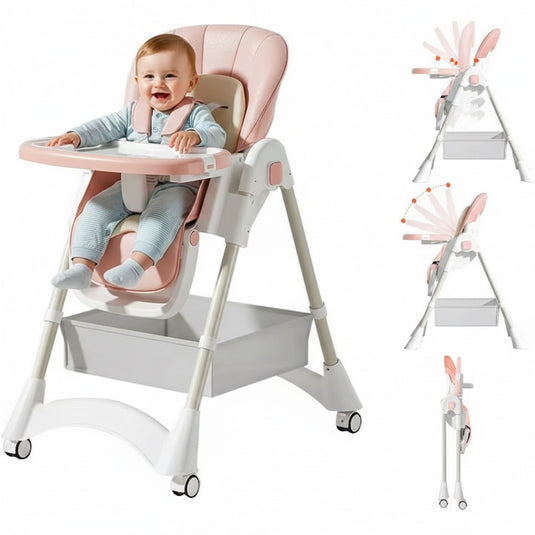 Scaun de masă pliabil roz melanj KinderVibe
