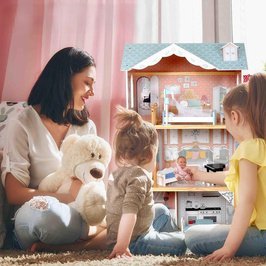 Casă de păpuși cu lift Modern Villa roz