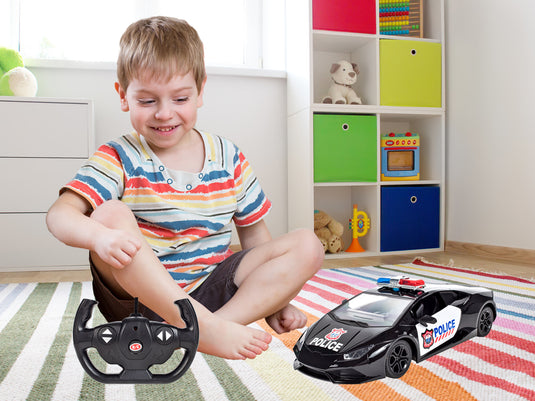 Masina de Politie cu Telecomanda, SuperSport Police, KinderVibe™, cu Faruri Luminoase si Usa care se Deschide din Telecomanda, 1:14, Incarcator Inclus