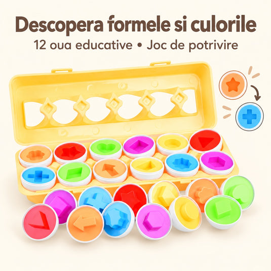 Ouă cu forme și culori în cutie, imaginea 2
