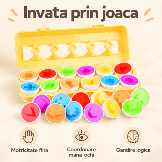 Ouă cu forme și culori în cutie, imaginea 4
