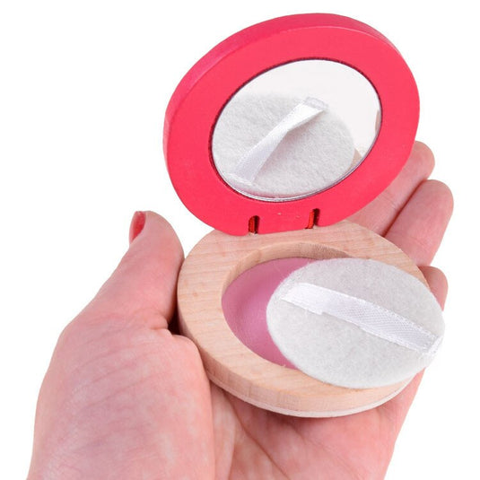 Set de Infrumusetare pentru Fetite, Cosmetic Purse, din Lemn, Include Geanta cu Maner si Fermoar, 10 Accesorii, Calitate Premium, Vopsea pe Baza de Apa, Indiggo®, 3ani+, Roz