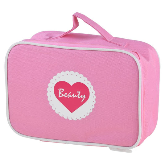 Set de Infrumusetare pentru Fetite, Cosmetic Purse, din Lemn, Include Geanta cu Maner si Fermoar, 10 Accesorii, Calitate Premium, Vopsea pe Baza de Apa, Indiggo®, 3ani+, Roz