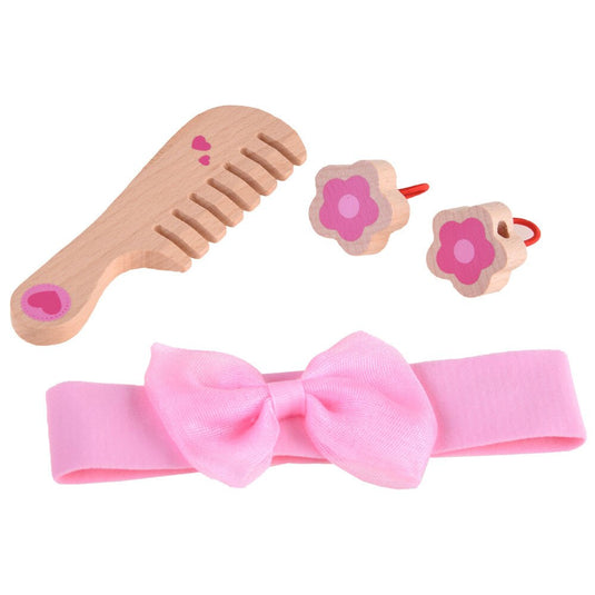 Set de Infrumusetare pentru Fetite, Cosmetic Purse, din Lemn, Include Geanta cu Maner si Fermoar, 10 Accesorii, Calitate Premium, Vopsea pe Baza de Apa, Indiggo®, 3ani+, Roz