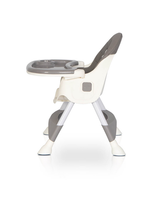 Scaun de Masa Pliabil 4 in 1 KinderVibe™ 6 Luni +, Multifunctional si Stabil, Tavita si Husa Detasabile si Lavabile, Roti, Centura de Siguranta 5 Puncte, Ajustabil pe Inaltime, Balansoar, Cos de Depozitare, Dove Grey