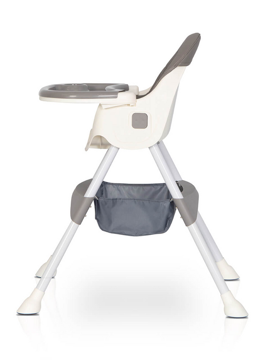 Scaun de Masa Pliabil 4 in 1 KinderVibe™ 6 Luni +, Multifunctional si Stabil, Tavita si Husa Detasabile si Lavabile, Roti, Centura de Siguranta 5 Puncte, Ajustabil pe Inaltime, Balansoar, Cos de Depozitare, Dove Grey