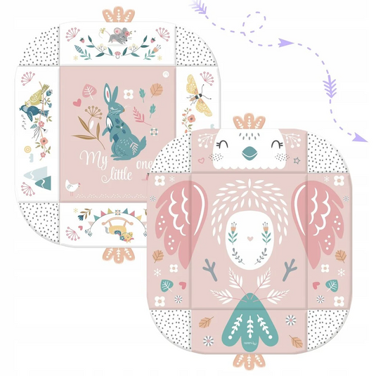 Saltea de Activitati si Spatiu de Joaca 3in1, BabyKING KinderVibe™, cu Perna, 7 Jucarii Senzoriale Detasabile, Doua Arcade, Oglinda, Material Moale cu Protectie Termica, Usor de Curatat, Antiderapant, Multifunctional, Soft Pink