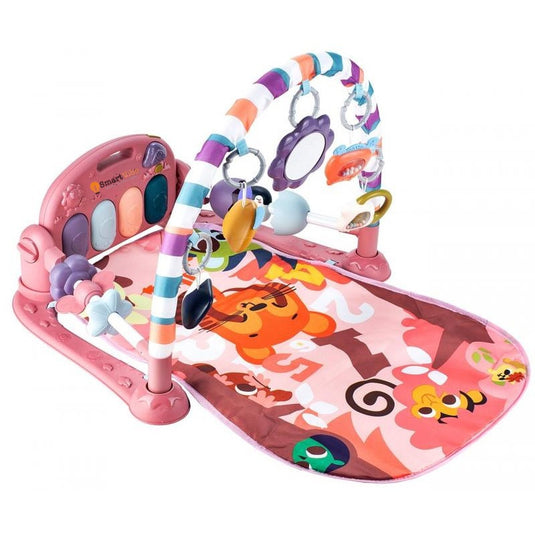 Centru de Activitati, KinderVibe, cu Pian Detasabil, cu Sunete si Lumini, cu Zornaitoare si Diverse Jucarii, Oglinda Detasabila, Volum Ajustabil, Roz