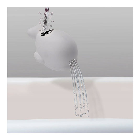 Cadita bebelusi pliabila cu pernuta UniqViBE®, termometru incorporat, cana pentru clatire tip jucarie, suport cap de dus si pentru sapun, 2 ratuste si casca protectie incluse, picioare antiderapante, design Ergonomic, Royal Gray
