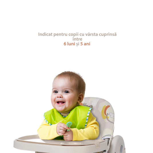 Scaun de Masa Pliabil 5 in 1 KinderVIBE®, 6 Luni +, 5 Pozitii inclinare Spatar, Stabil, Centura de Siguranta cu Reglaj in 5 Puncte, Ajustabil pe Inaltime, Tavita Reglabila si Detasabila, Rezistent la Murdarie, Picioare Antiderapante, Roti, Mint Green