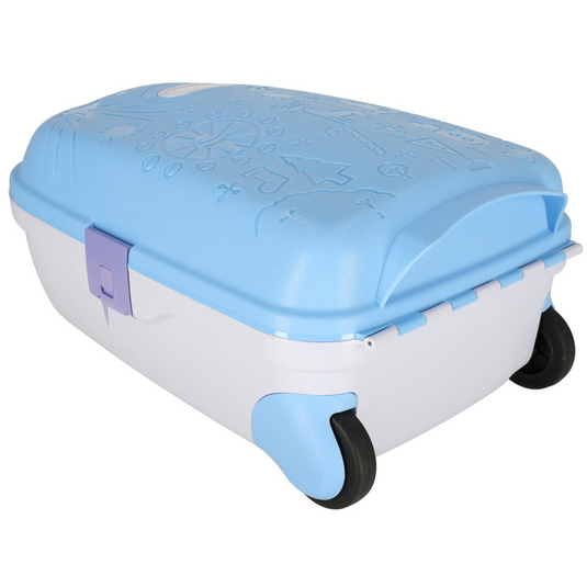 Troler pentru Copii cu Maner Extensibil RollyON UniqViBE® 43 CM, Roti Silentioase, Inchidere cu 3 Clapete, Carcasa Rezistenta la Socuri, Curele de Fixare, Impermeabil, Buzunar Interior, Capacitate Mare, Design Ergonomic, Blue