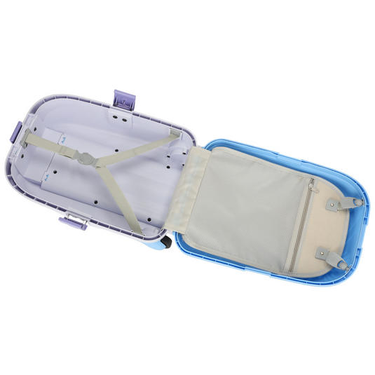 Troler pentru Copii cu Maner Extensibil RollyON UniqViBE® 43 CM, Roti Silentioase, Inchidere cu 3 Clapete, Carcasa Rezistenta la Socuri, Curele de Fixare, Impermeabil, Buzunar Interior, Capacitate Mare, Design Ergonomic, Blue